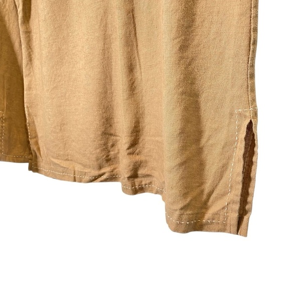 PARAPHRASE Women's 10 Tan 100% linen lagenlook neutral tunic long Sleeve Top - Picture 4 of 7